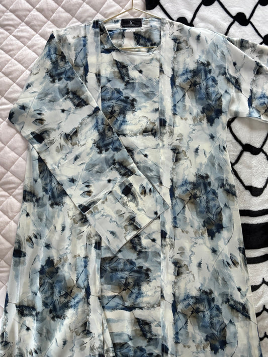 Blue Haze Printed Abaya