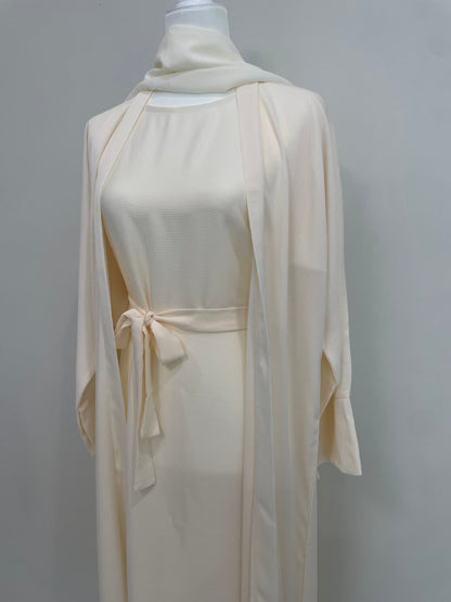 White Minimalist Abaya Set