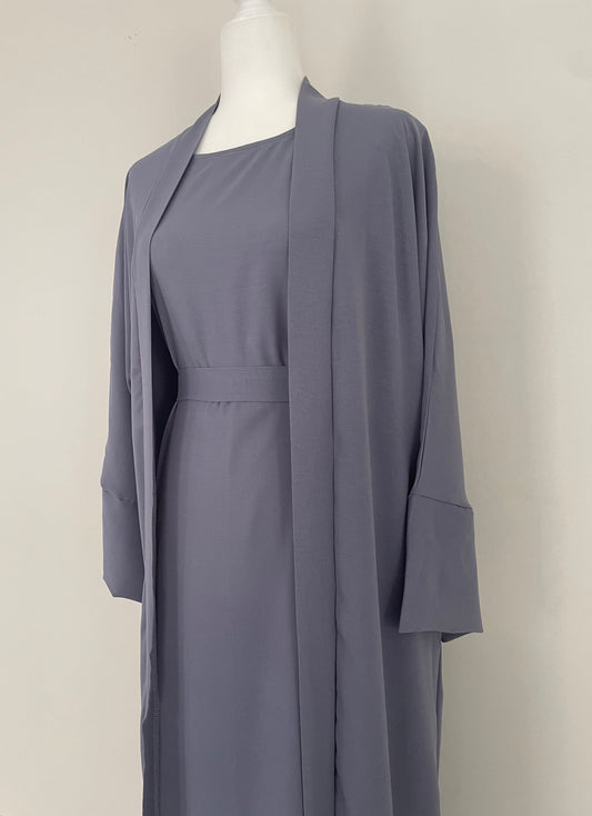 Purple Crinkled Abaya Set