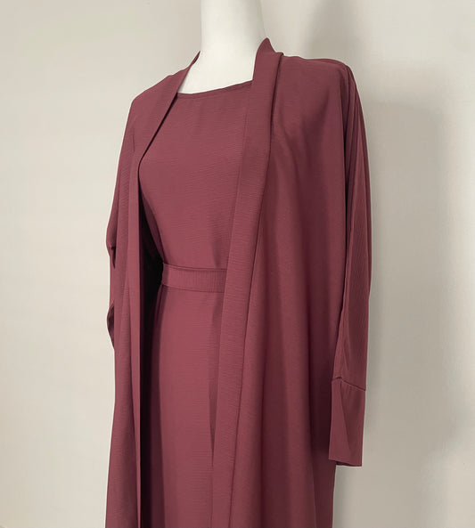 Burgundy Minimalist Abaya Set