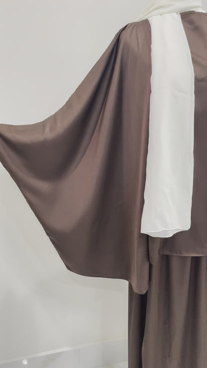 Brown Satin Top & Skirt Set