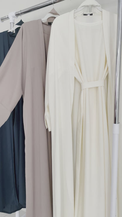 White Minimalist Abaya Set